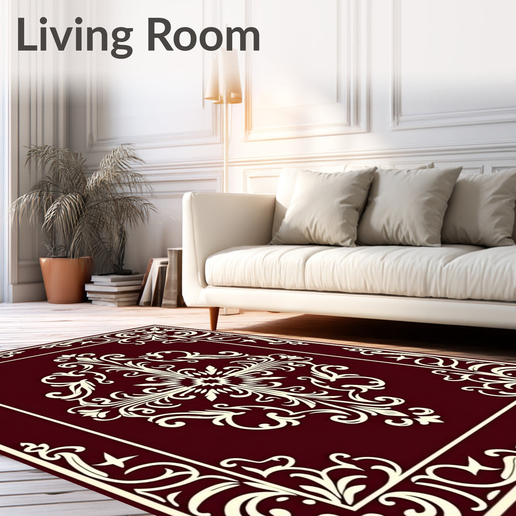 Elegant Red Floral Savonnerie Pattern Rug