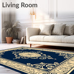 Ornate Floral Border Pattern Rug