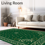 Ornate Green Starburst Scroll Rug