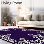 Elegant Ivory Flourish Frame Design Rug