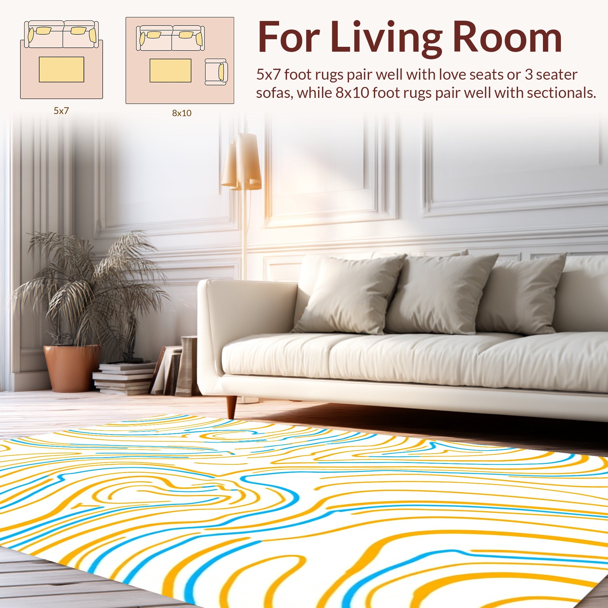Curving Lines Abstract Design Rug