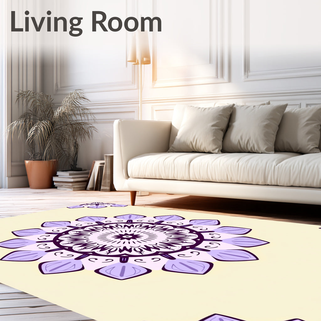 Purple Mandala Floral Pattern Rug