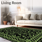 Green Floral Vine Scroll PatternRug Rug