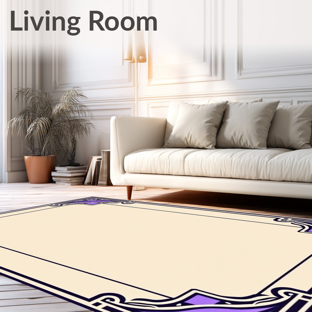 Art Nouveau Purple Geometric Border Design Rug