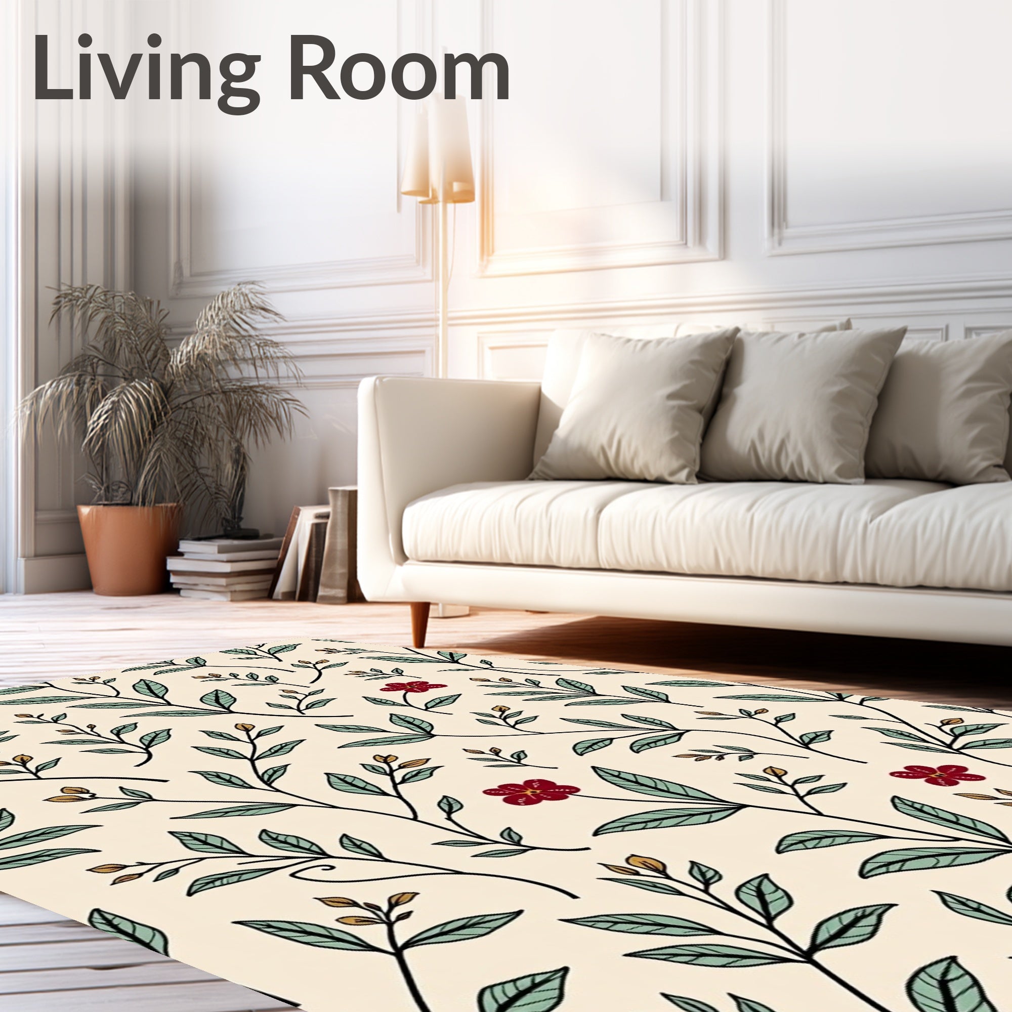 Elegant Floral Branch Botanical Pattern Rug