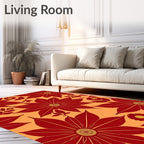 Rich Red Floral Pattern Rug