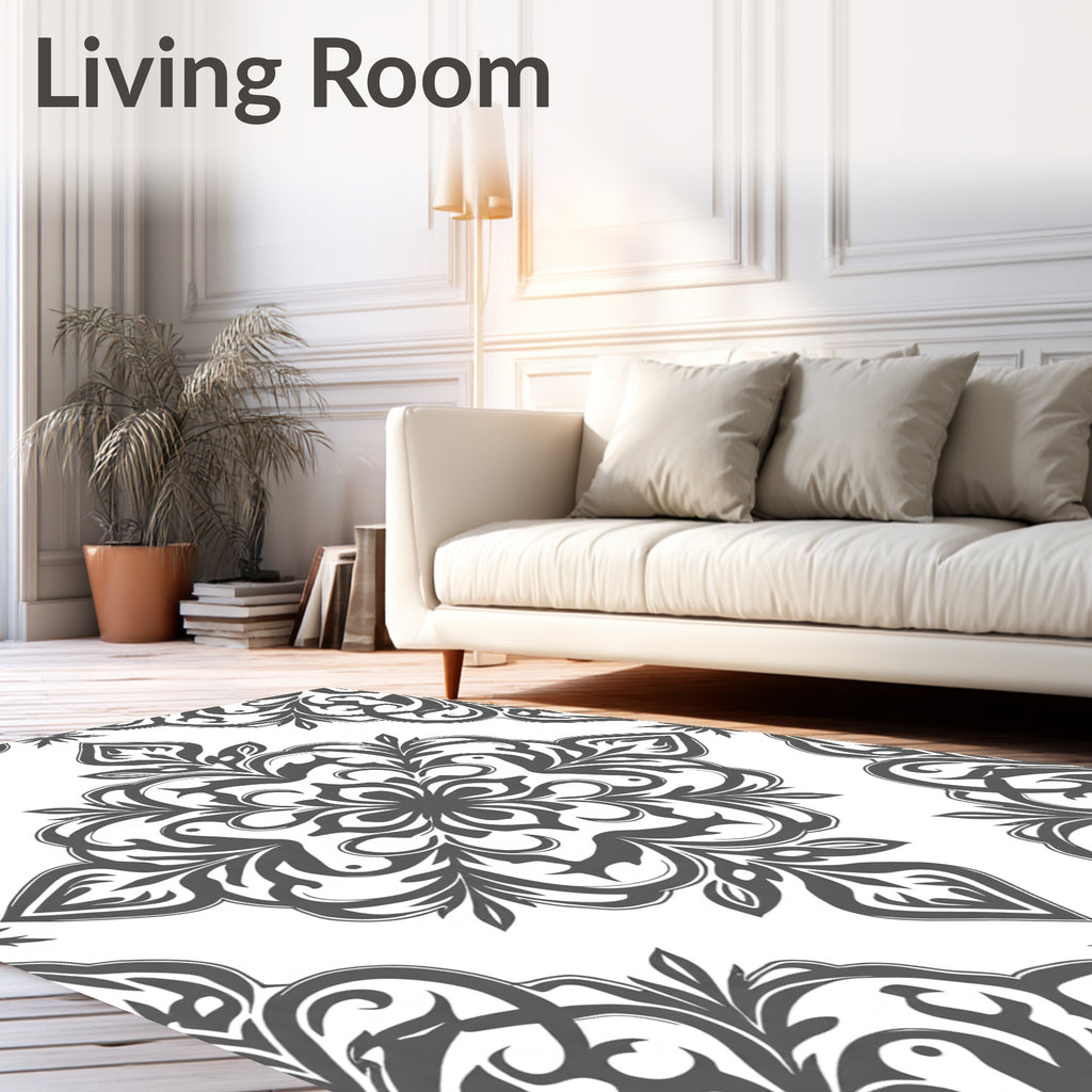 Ornate Floral Scrollwork Design Rug