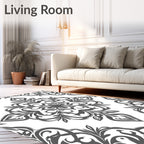 Ornate Floral Scrollwork Design Rug