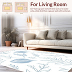 Delicate Blue Botanical Sketch Pattern Rug