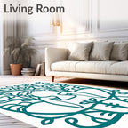 Teal Elegant Nature Inspired Design Rug