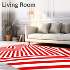 Red White Bold Stripe Pattern Rug