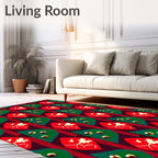 Festive Red Green Diamond Pattern Rug