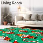 Cute Elves Candy Cane Holiday Pattern Rug
