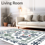 Winter Snowflakes Greenery Border Rug