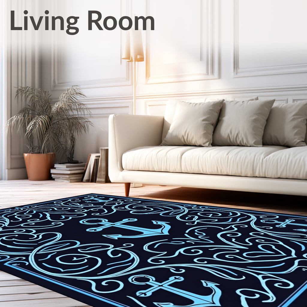 Nautical Anchor Swirls Design Rug