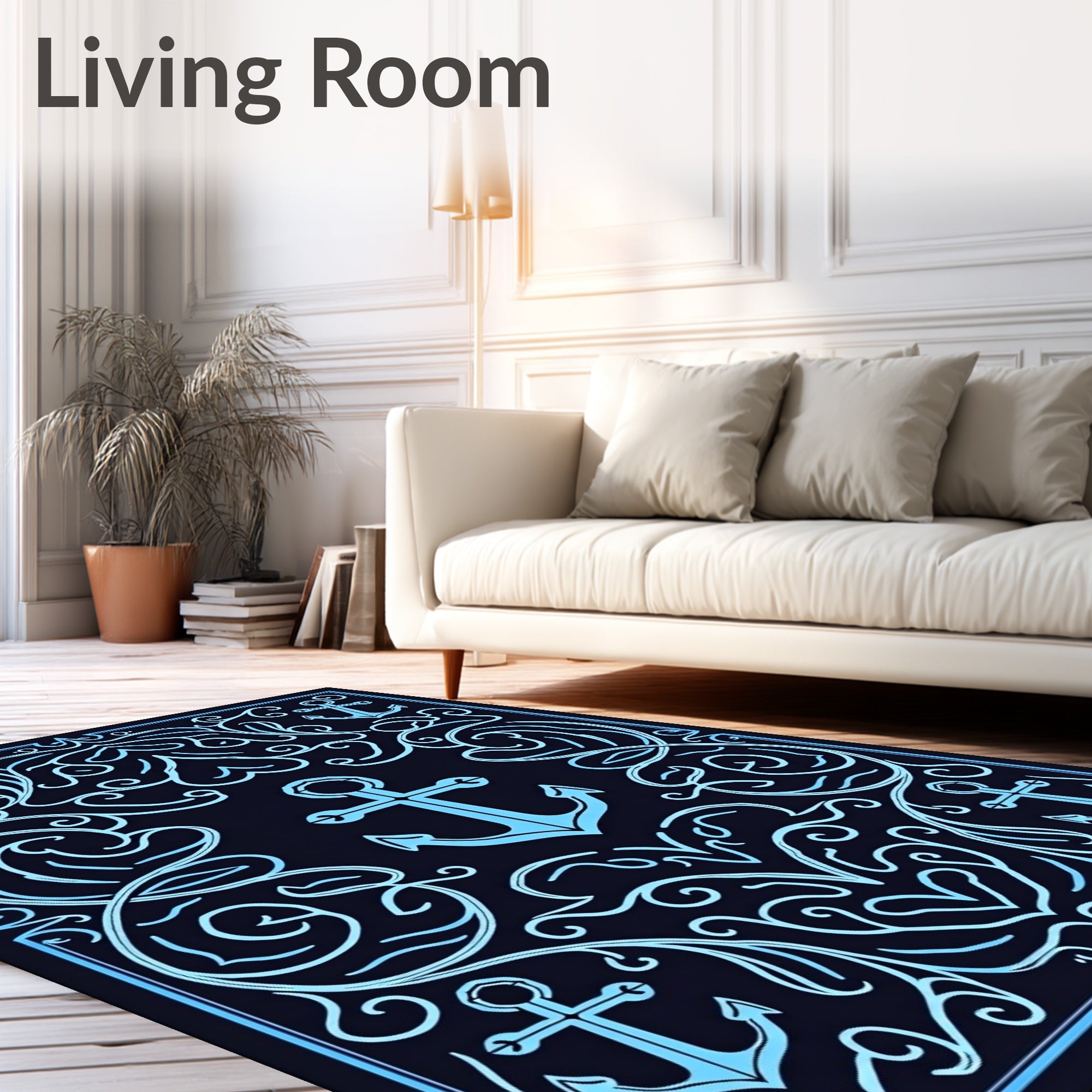 Nautical Anchor Swirls Design Rug