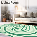 Curving Lines Green Abstract Pattern Rug