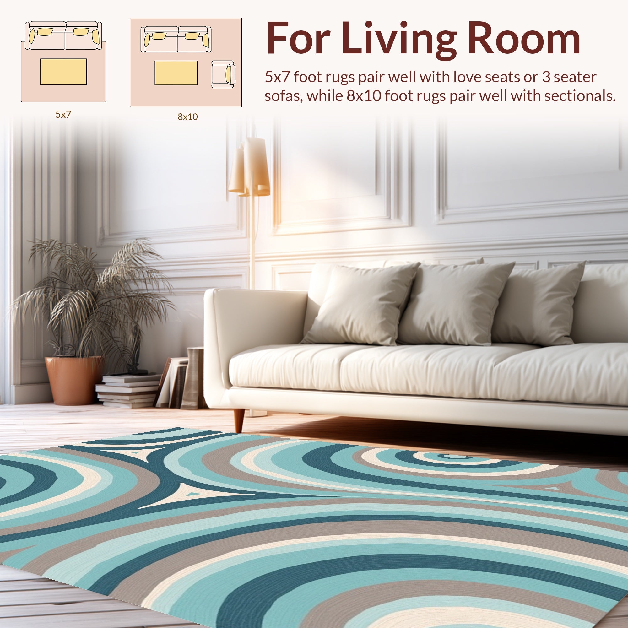 Abstract Swirls Cool Tones Pattern Rug