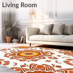 Orange Golden Radiant Mandala Design Rug