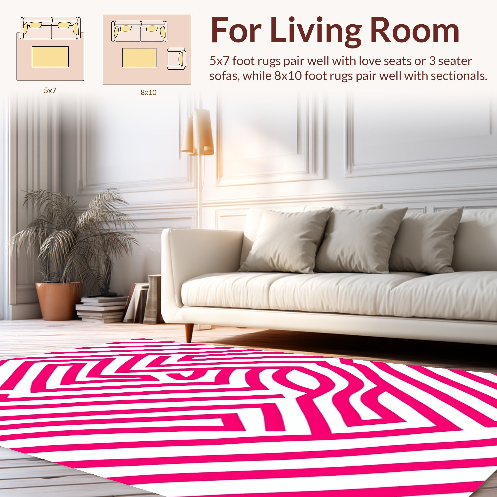 Bold Abstract Pink Geometric Pattern Rug