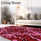 Elegant Pink Red Scroll Pattern Rug