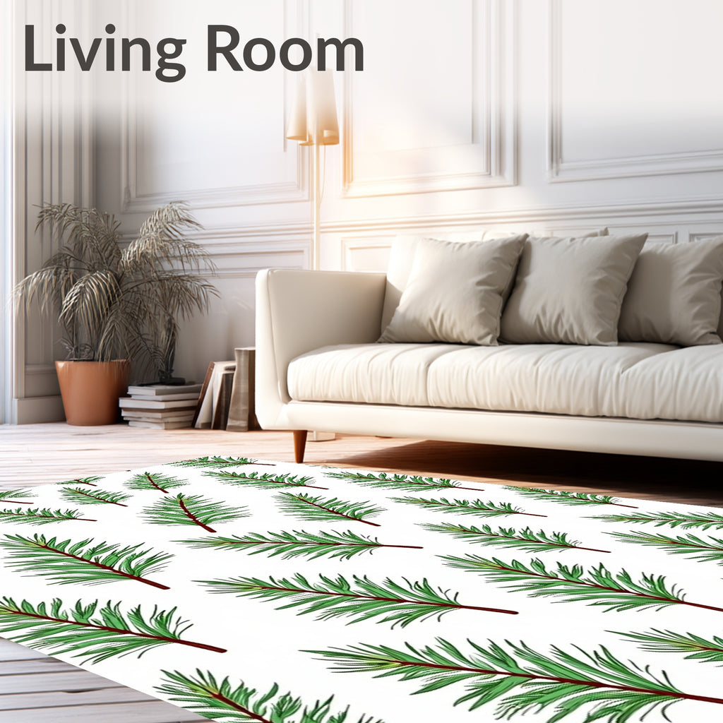 Green Fir Sprigs Pattern Rug