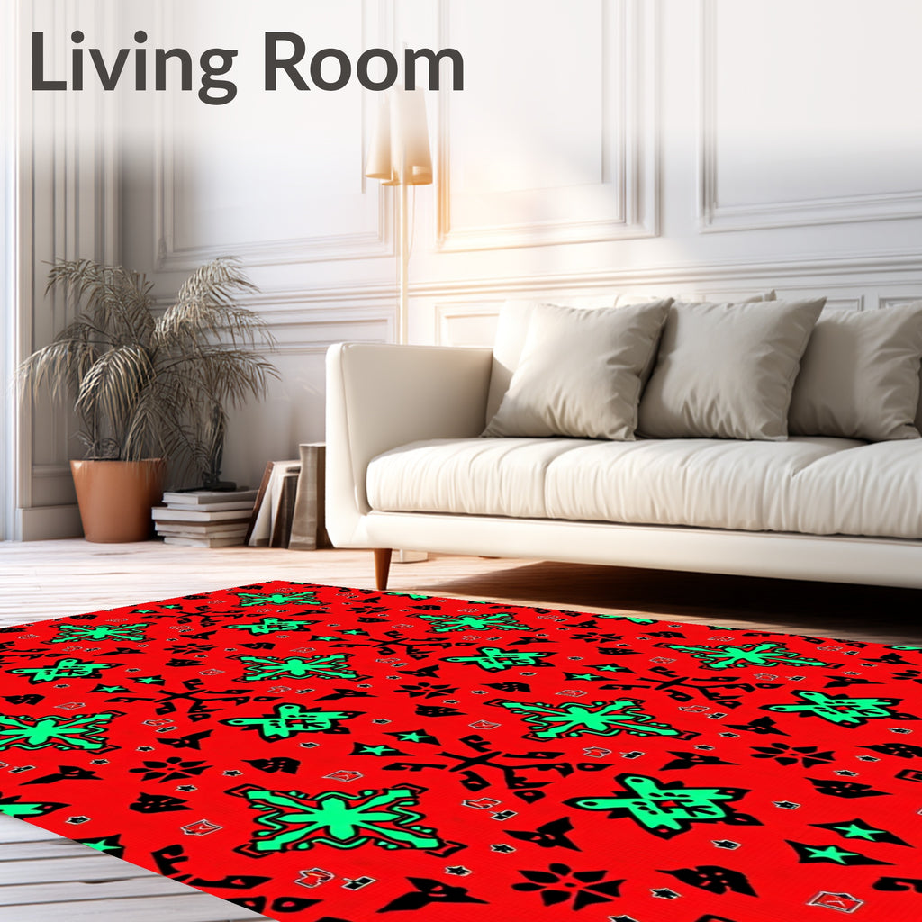 Bold Emerald Green Cross Pattern Rug