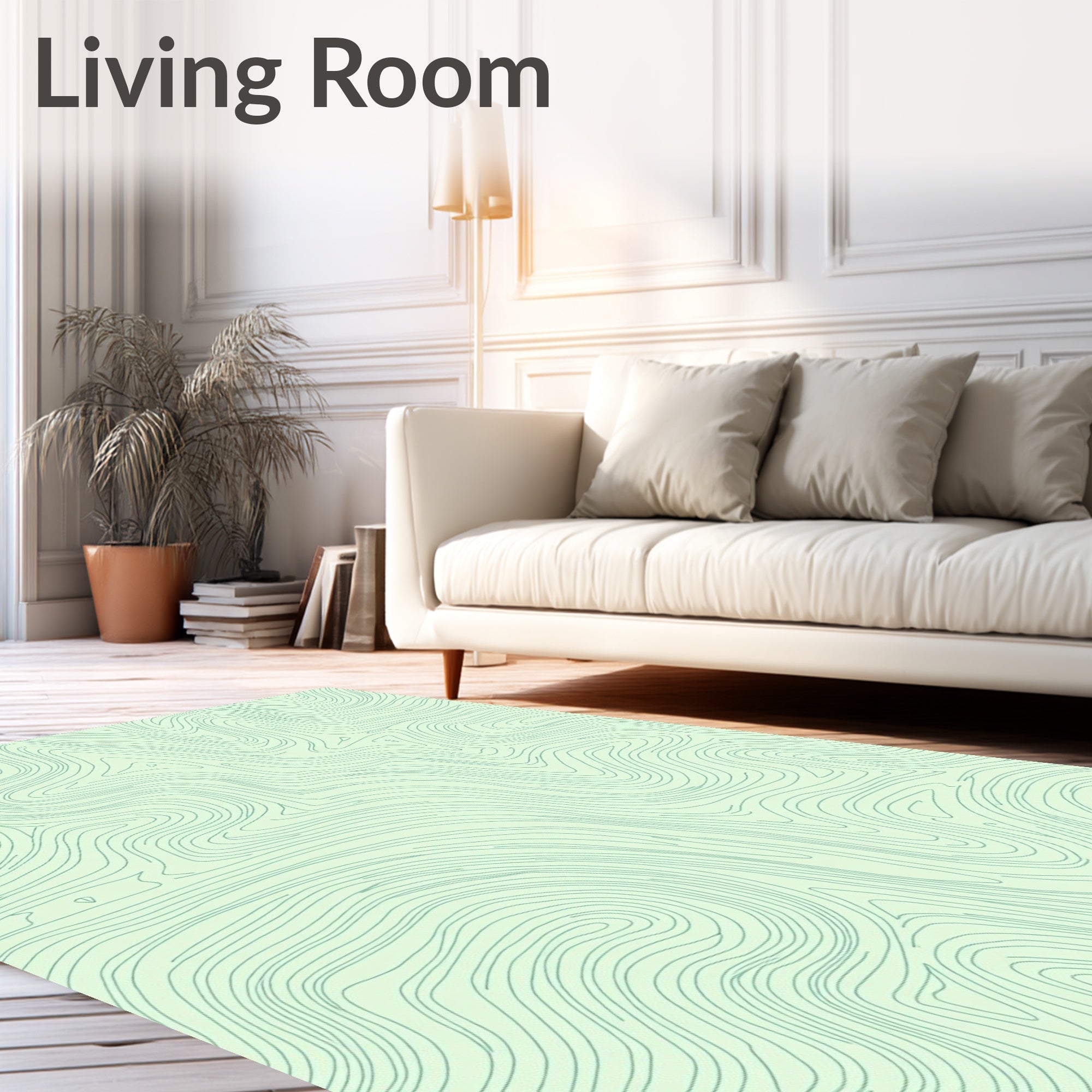 Calm Mint Contour Line Abstract Rug