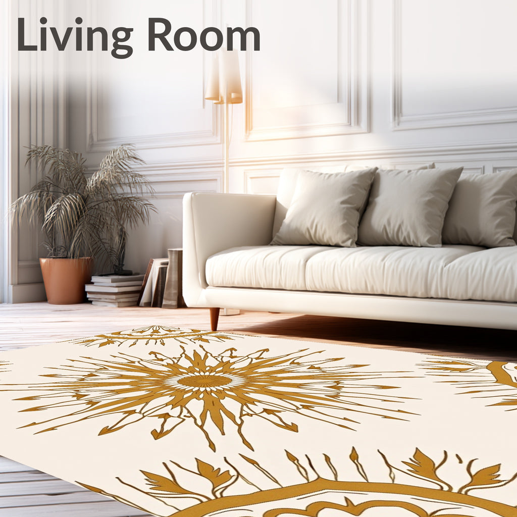 Golden Sunburst Medallion Repeat Rug