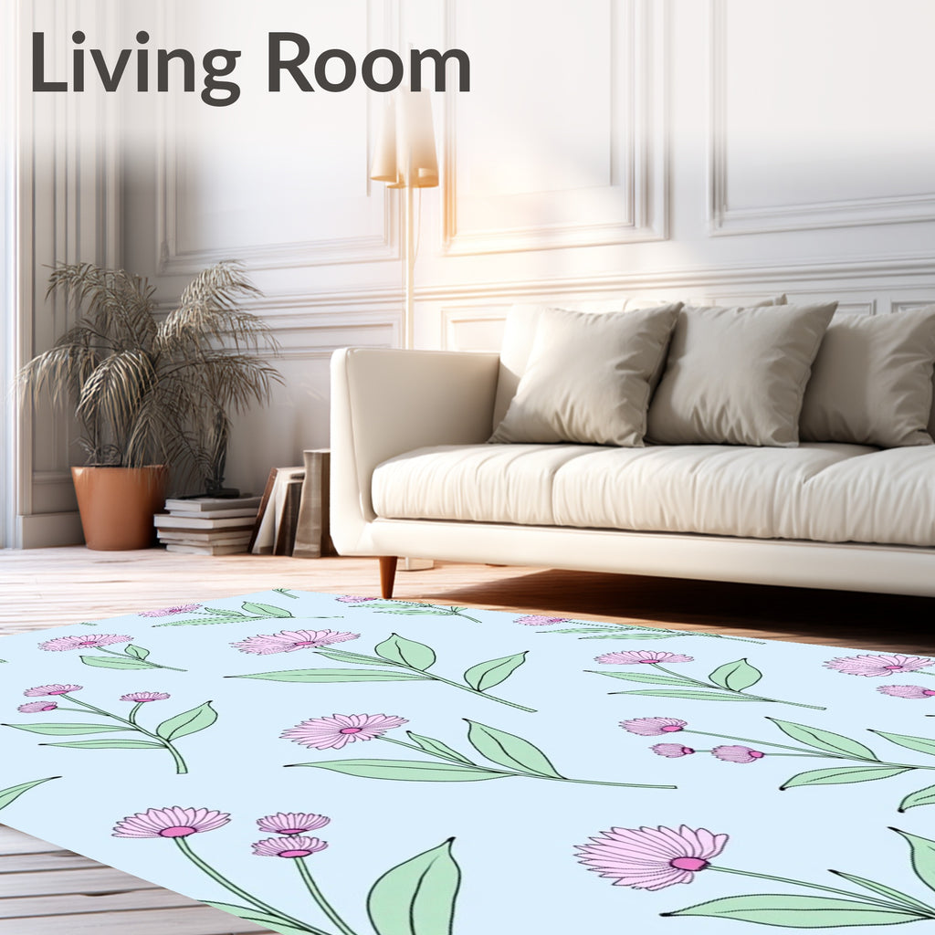 Pastel Floral Branch Pattern Rug