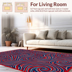 Red Blue Swirling Abstract Pattern Rug