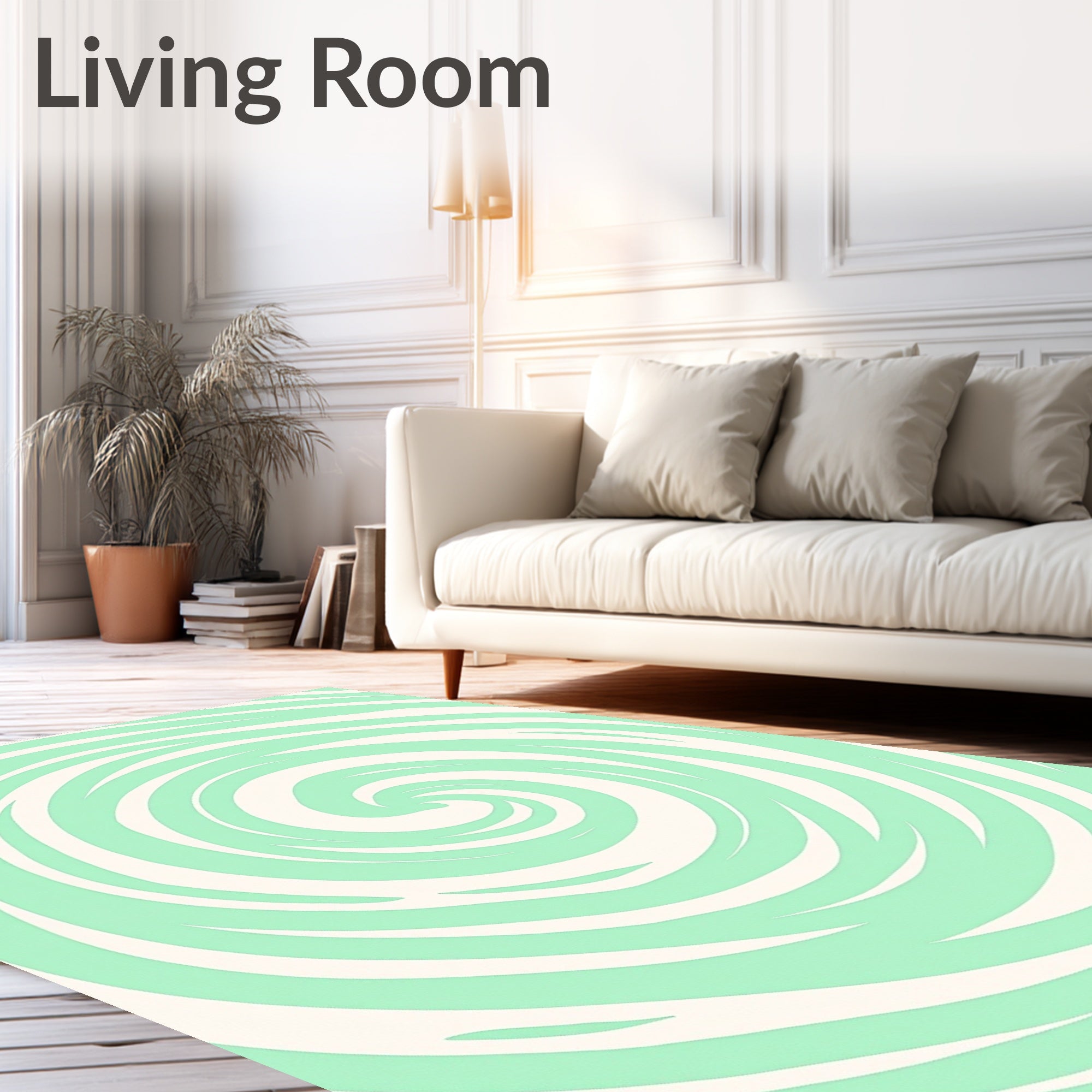 Mint Green Swirling Abstract Pattern Rug