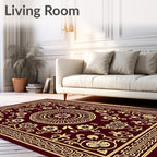Ornate Floral Medallion Burgundy Design Rug