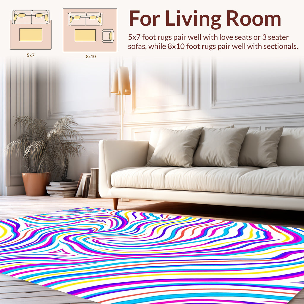 Vibrant Swirling Stripe Pattern Rug