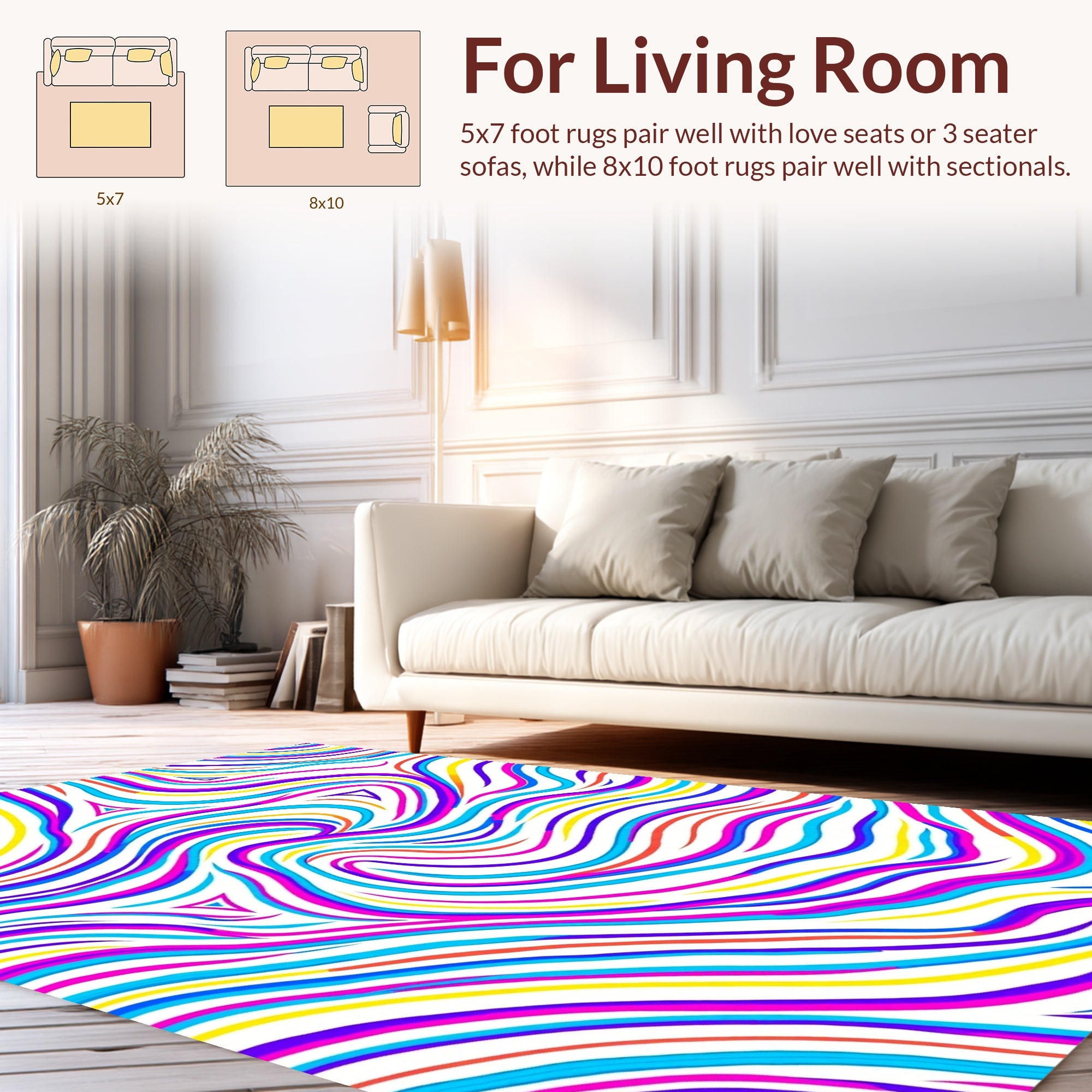 Vibrant Swirling Stripe Pattern Rug