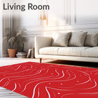 Abstract Swirls Dots Red Design Rug