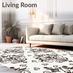 Classic Damask Floral Scroll Pattern Rug