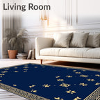 Golden Floral Geometric Medallion Rug