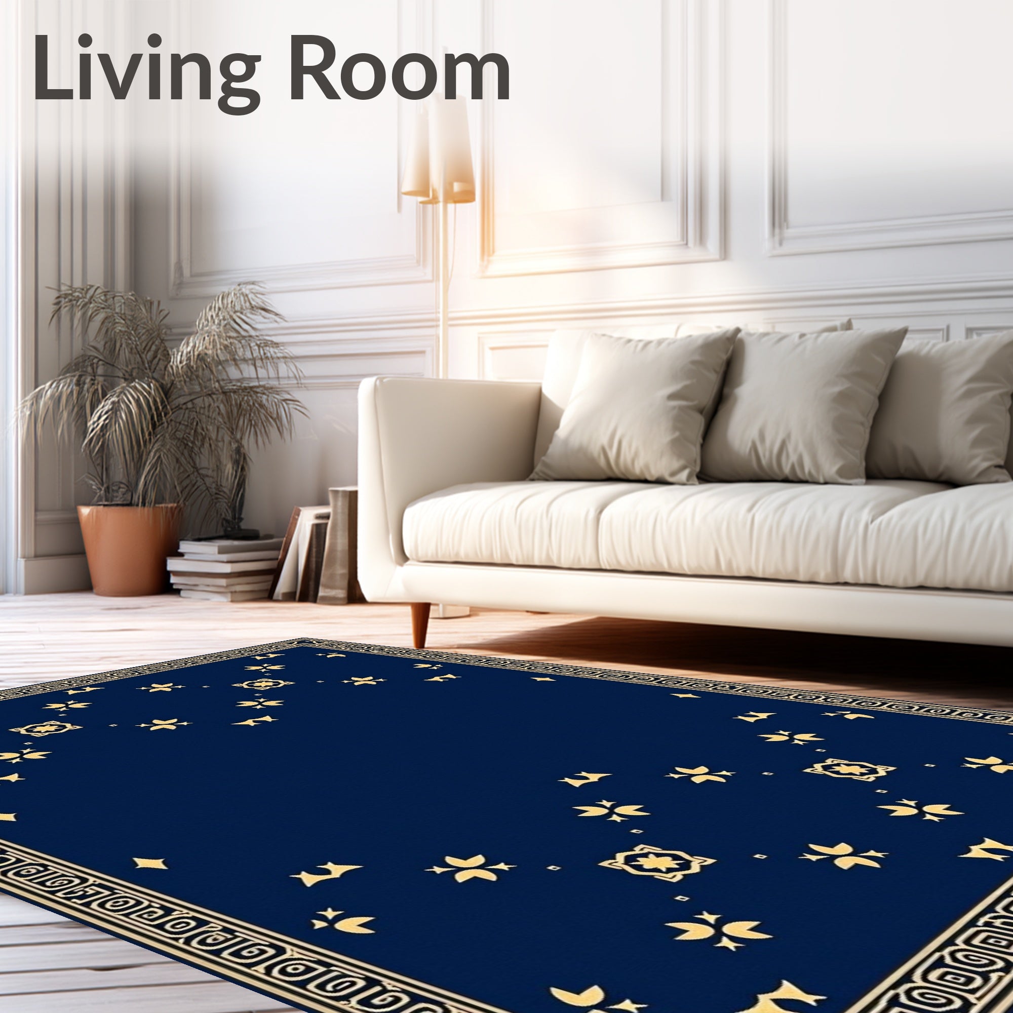 Golden Floral Geometric Medallion Rug