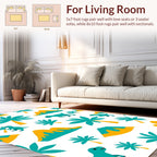 Whimsical Dinosaur Palm Tree Volcano Pattern Rug