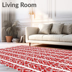 Classic Red Floral Damask Stripe Rug