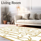 Golden Art Deco Inspired Geometric Line Art Rug