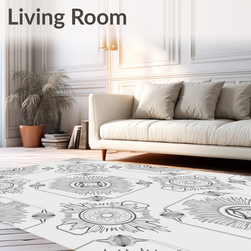 Ornate Starburst Floral Pattern Rug