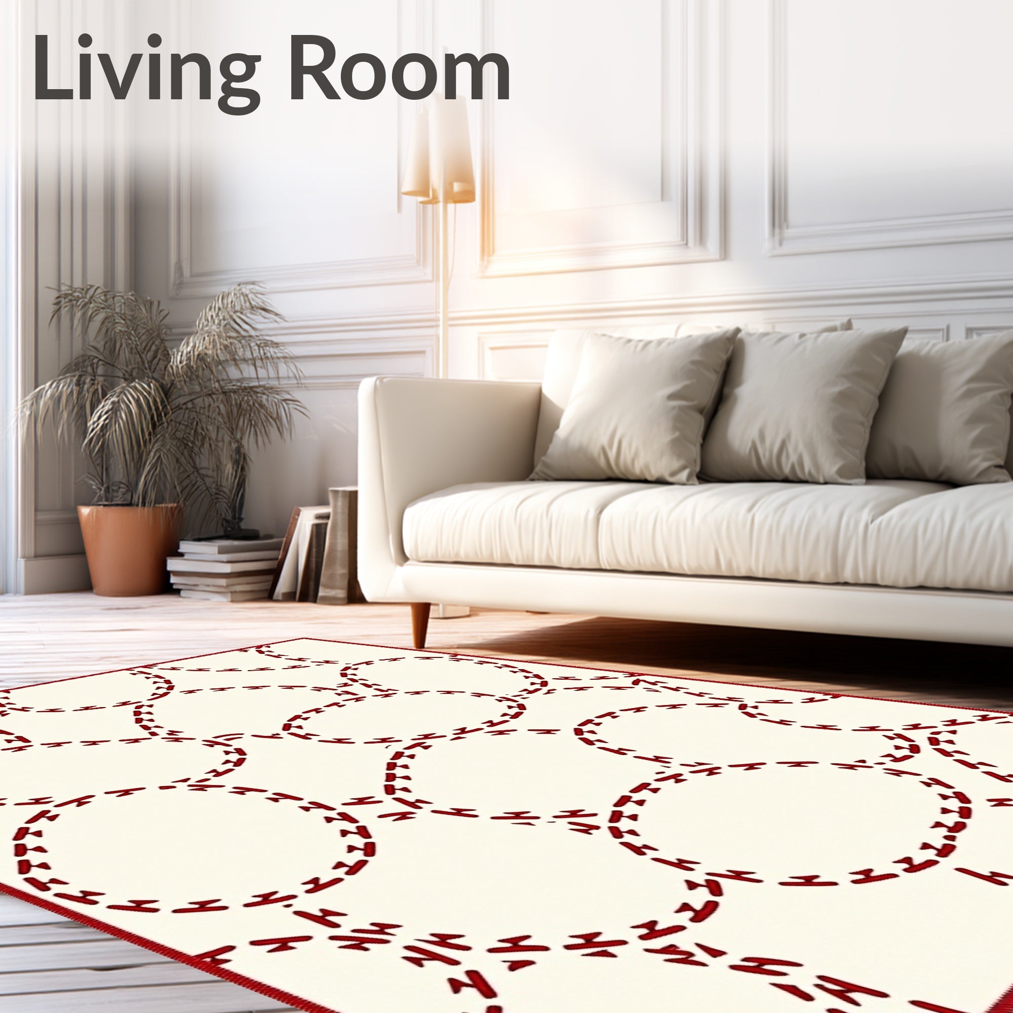 Red Chain Link Abstract Pattern Rug
