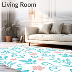 Whimsical Floral Leaf Swirl Pattern Rug