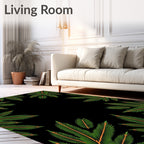 Green Frond Tropical Frame Rug