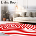 Red White Swirl Abstract Pattern Rug