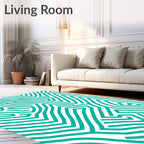 Teal Abstract Linear Movement Rug