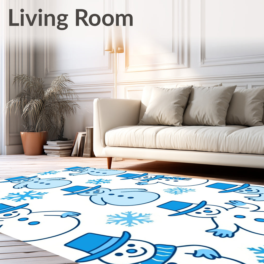 Charming Blue Snowman Winter Scarf Rug