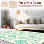 Damask Teal Floral Pattern Rug